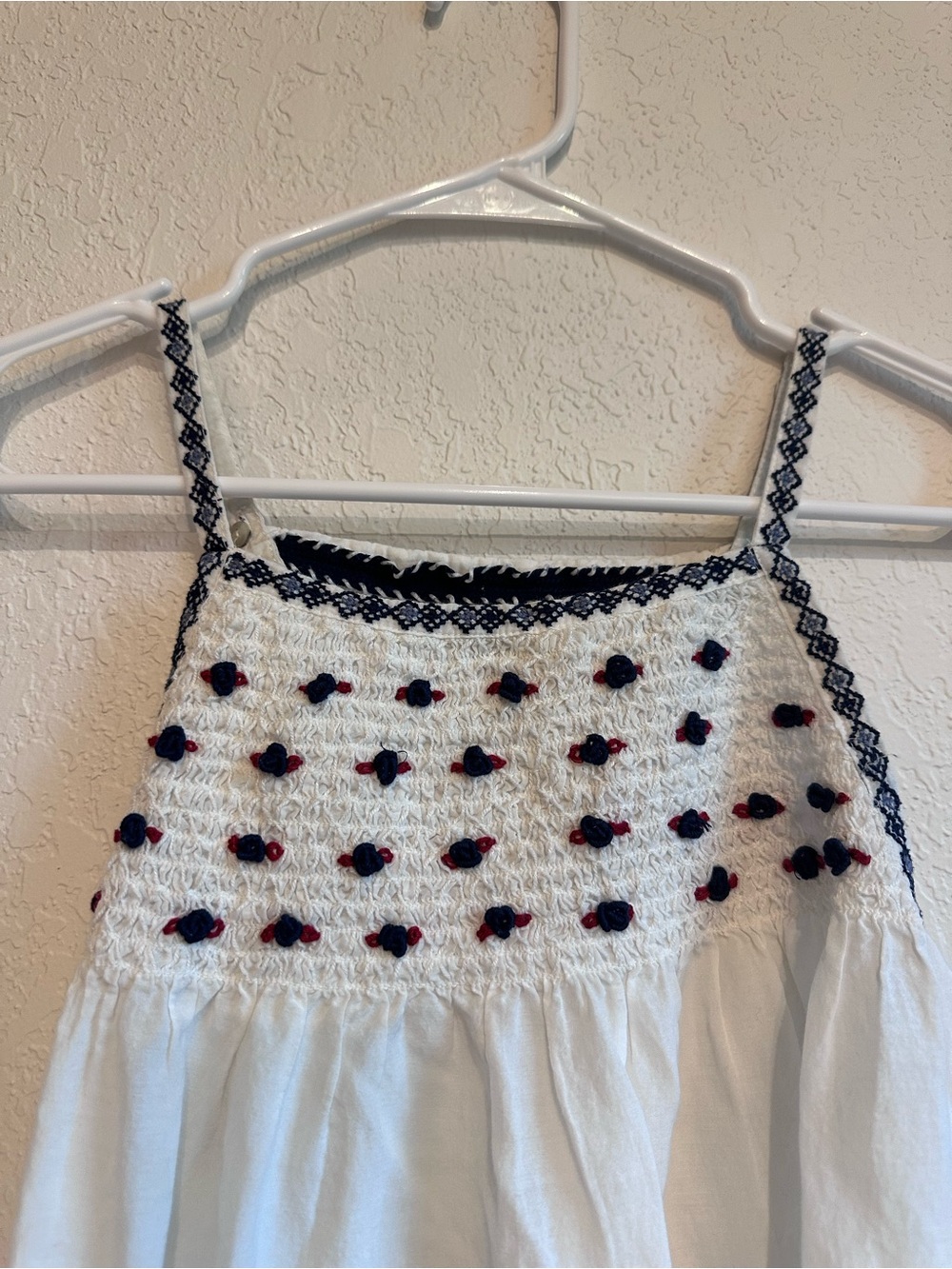 Pilcro by Anthropologie cotton blend tank top with blue and red embroidery - Picture 2 of 7
